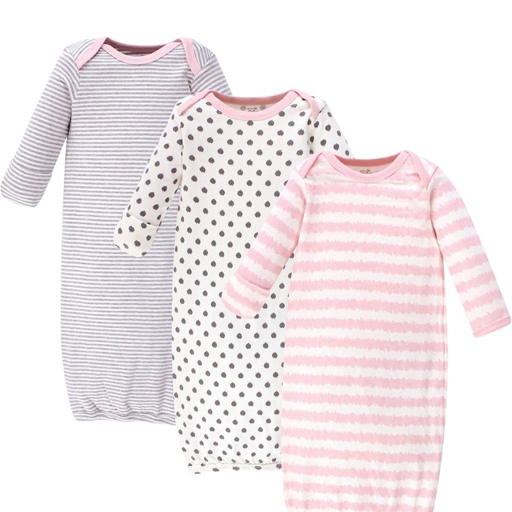 Baby Sleep Gowns - Pink, Gray, and White